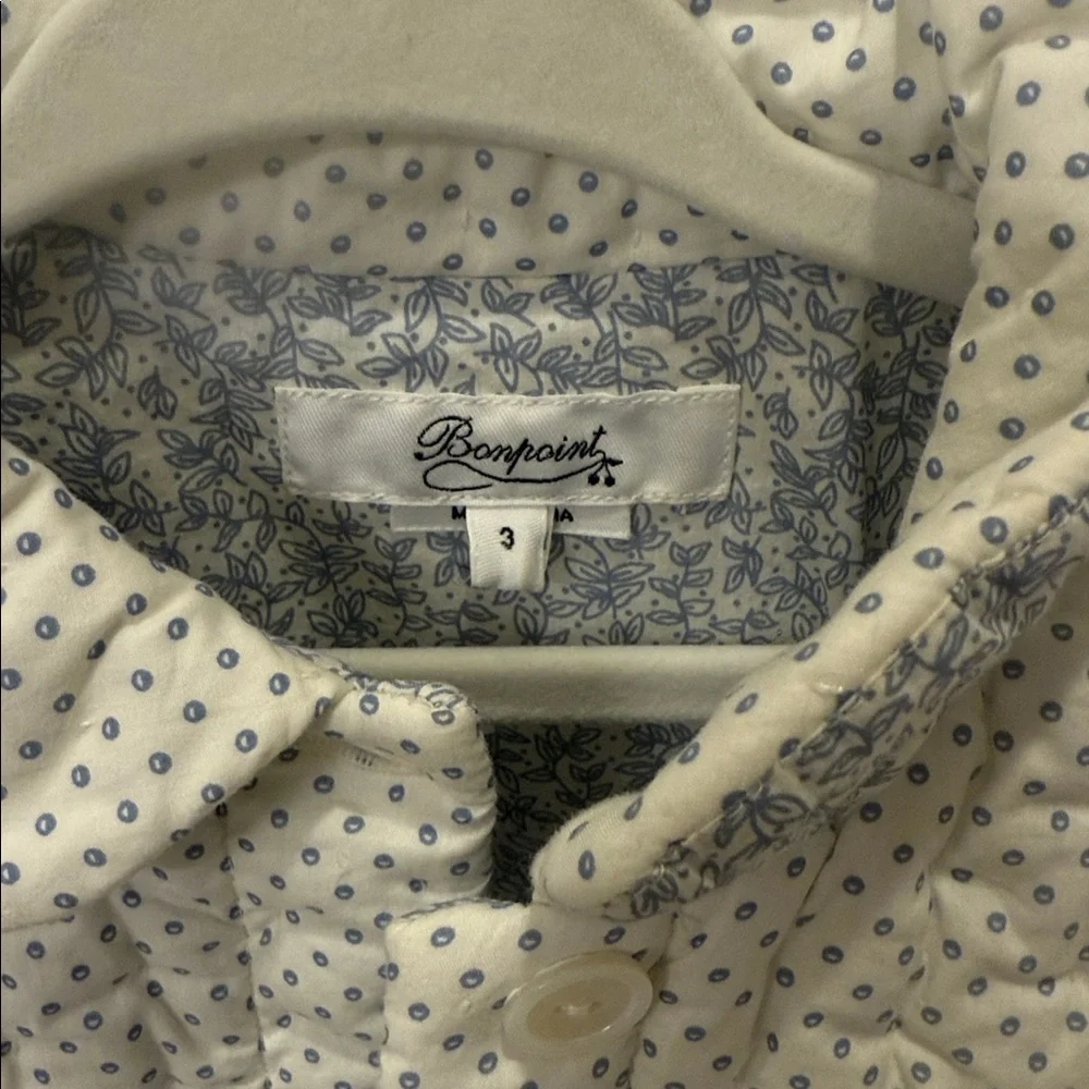 Bonpoint Cream Jacket with Blue Dots
